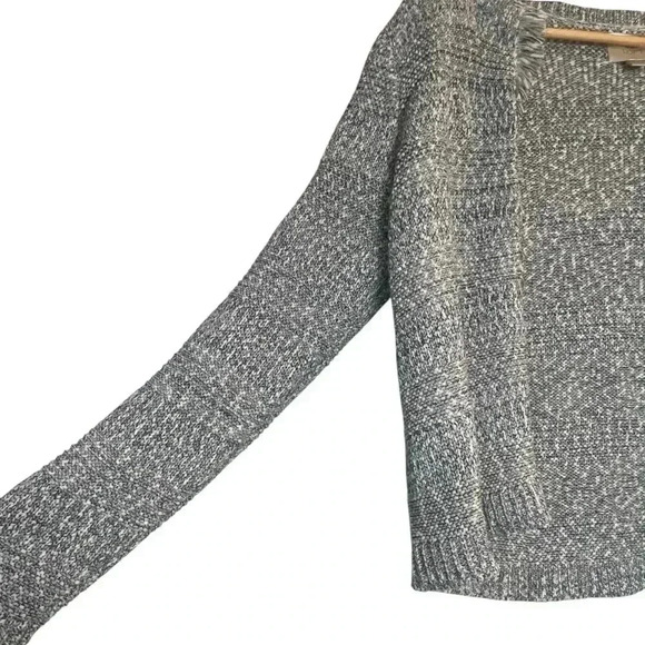 Ann Taylor LOFT Women's Sweater Blue White Fringe Open Front Cardigan Petite LG - Picture 3 of 9